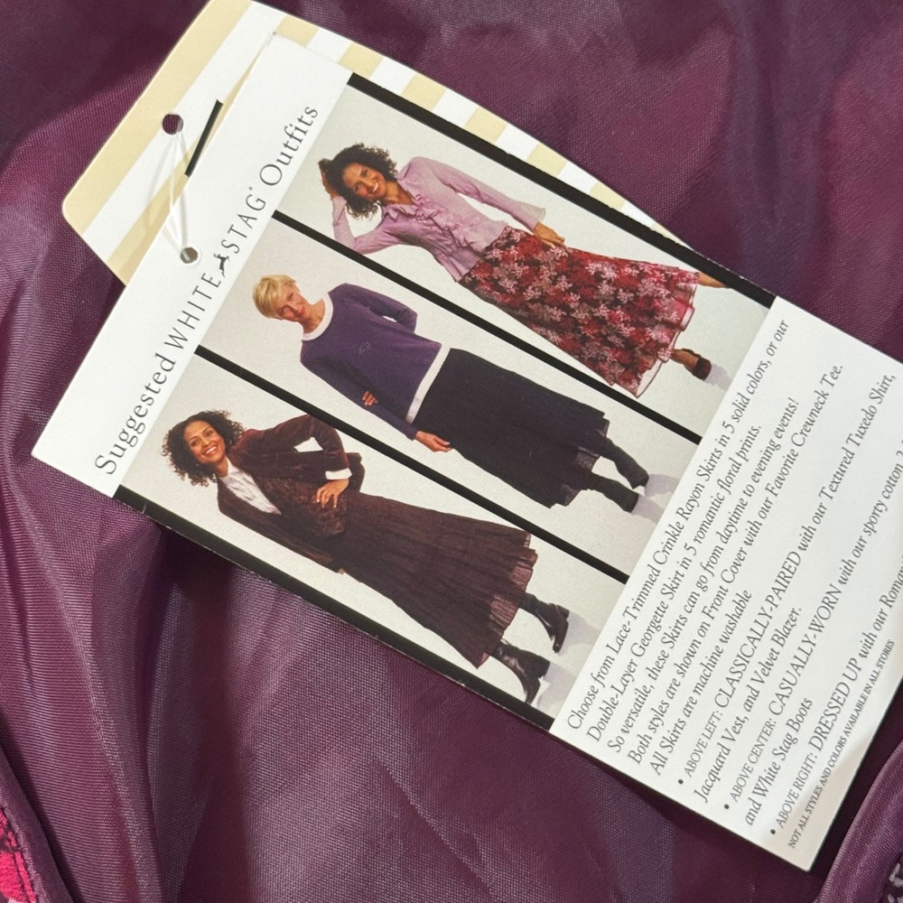 White Stag Bordeaux Wallpaper Floral Georgette Double Layer Skirt L Y2K fairy - Picture 6 of 8